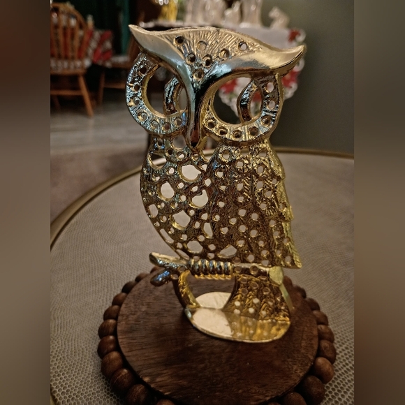 Vintage 1970s Torino Gold Owl Jewelry Earring Stand, Approximately 4.5" High - Picture 2 of 5